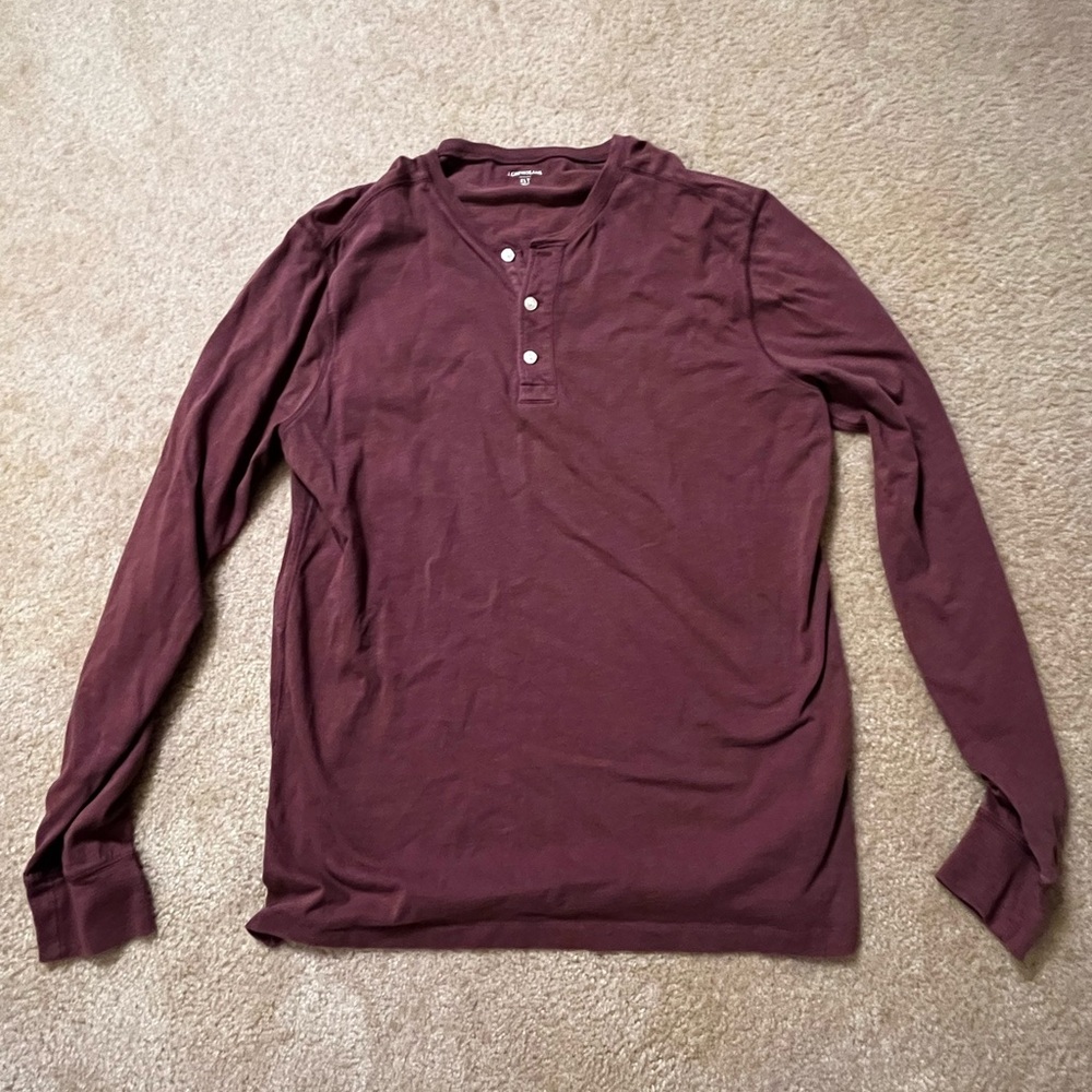 J Crew Long Sleeve Garment-dyed Slub Cotton Henley. Size XLT.
